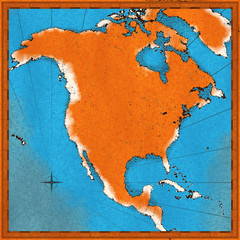 Rendering of antique map of North America