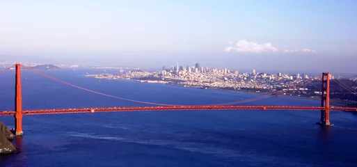 Papier Peint photo Pont du Golden Gate Golden Gate Bridge panorama, San Francisco California, USA