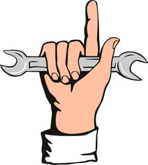 Hand with spanner