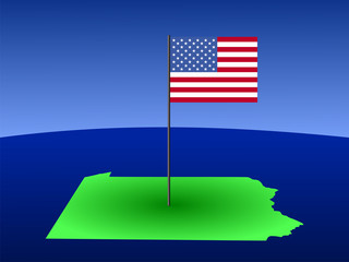 map of Pennsylvania with Flag