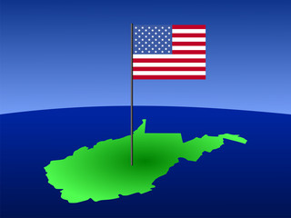 map of West Virginia with Flag