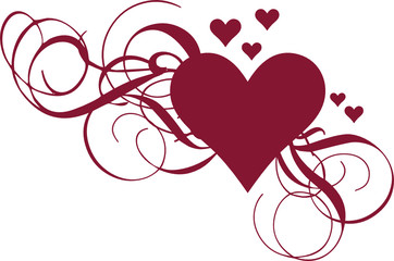 red heart with ornaments