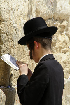 Young Hasidic Jew At The Wailing Western Wall, Jerusalem, Israel