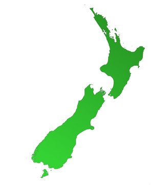 Isolated green gradient map of New Zealand