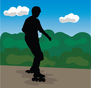 Silhouette of a roller skater