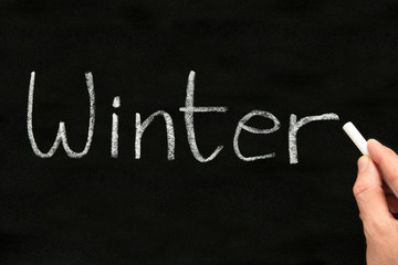 Writing Winter on a blackboard.