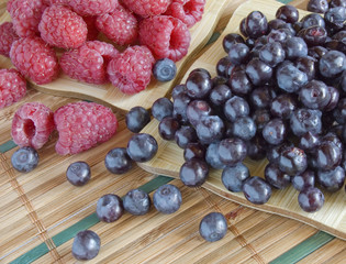 bilberries and raspberries, summer fruits