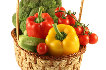 The basket with various costs to vegetables