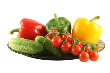 Broccoli,cucumbers, pepper and tomatoes 