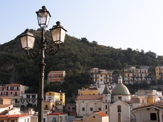 Cetara panorama of the village streetlight