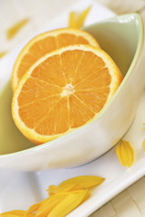 freshly halved oranges