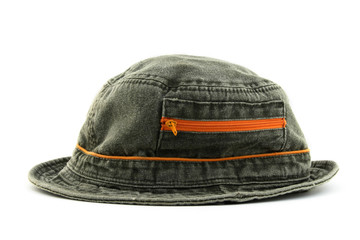 Summer denim hat with orange zipper