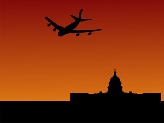 Fototapeta na wymiar plane arriving in Washington DC