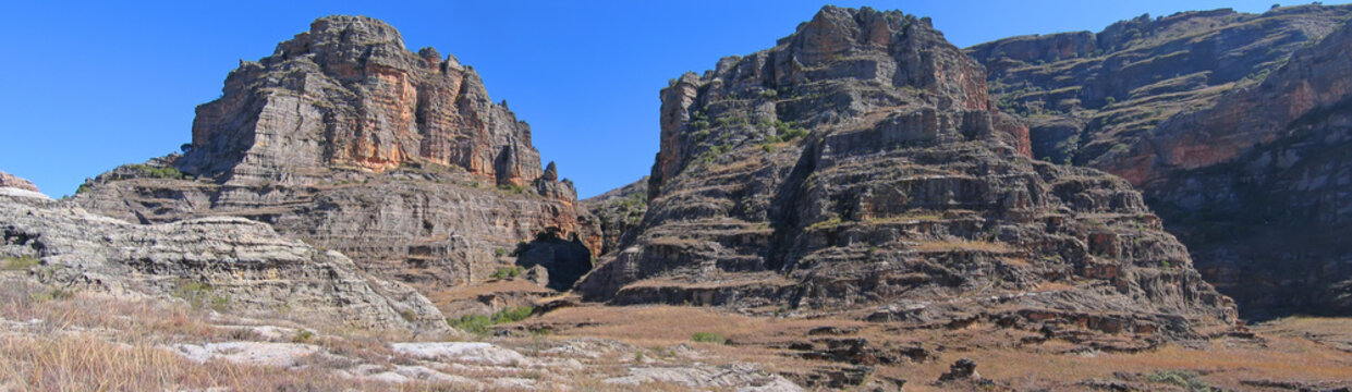 Rocky wild mountains, Isalo park, Madagascar, Panoramique