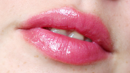 beautiful make up of bright lips