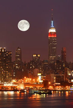 Fototapeta Manhattan Mid-town Skyline at Night