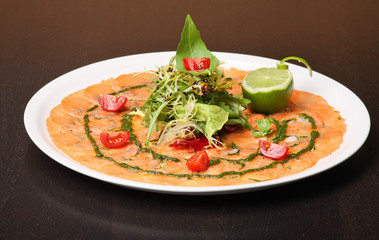 italian dish: carpaccio with salmon