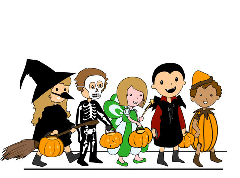 halloween costumes kids trick or treating clip art preview