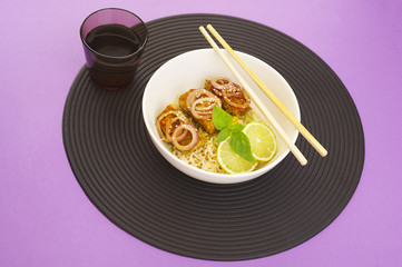 Noodles and fish