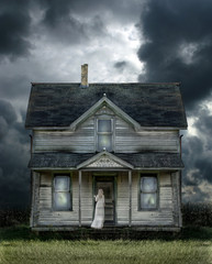 Ghost on Porch in a Storm