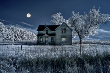 Haunted Farmhouse and Full Moon