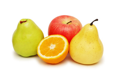 Various fruits isolated on the white background