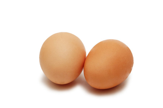 Two eggs isolated on the white background