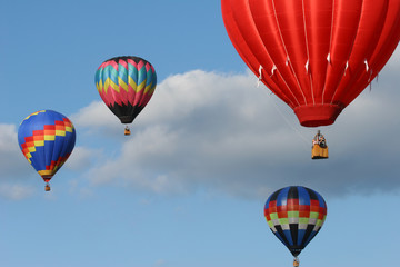four hot air balloons