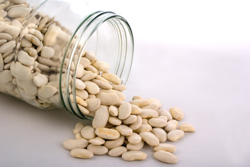glass pot full of white beans