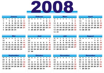Kalender 2008 blau Querformat