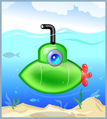 Funny green submarine