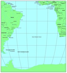 Obraz premium Sea maps series: South Atlantic Ocean