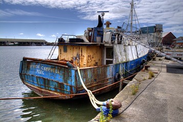 Fototapeta na wymiar Trawler Houseboat, Fleetwood, Lancashire