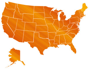 Carte Etats Unis Orange Brillant
