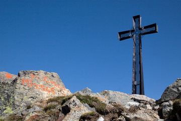 Cross on the Mt. Cresto in italian Alps