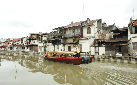 Melaka River And Old Buildings In Malaysia