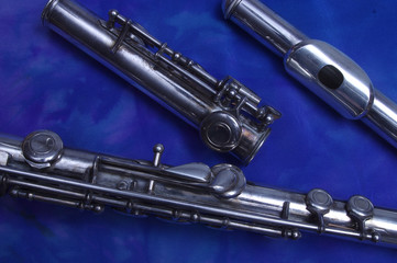Naklejka premium Three parts of a flute, secondary keys, moonlight tone