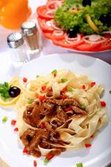 Pasta with meat and vegetables