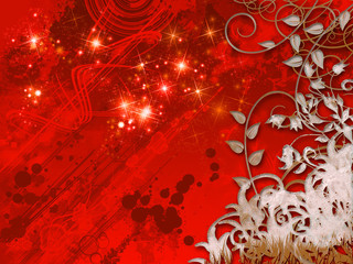 Abstract floral background with stars