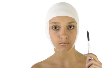 Woman with scalpel