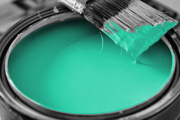 bucket of turquoise paint © Sirena Designs