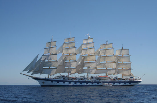 Royal Clipper at anchor off Ponza, Italy