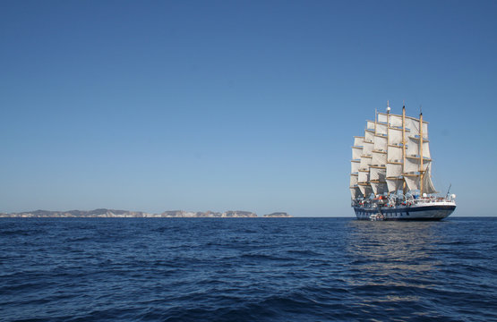 Royal Clipper at anchor off Ponza, Italy