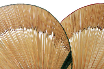two Chinese hand fans close up