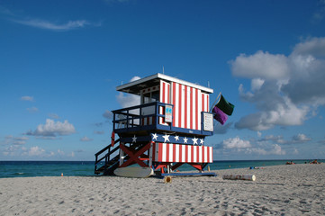 View of Patriotic Lifeguard Tower in South Beach