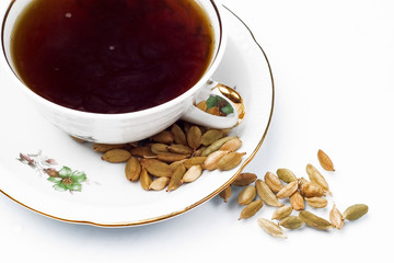 Cup of coffee and cardamom