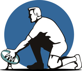 Rugby player preparing a goal kick