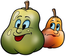 Two Pears - cartoon illustration