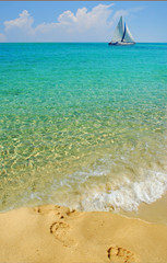 Footprints and Sailboat