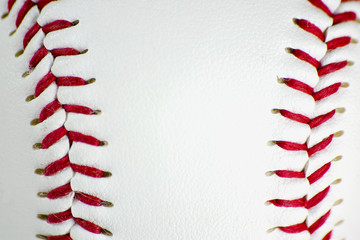 closeup of baseball threads